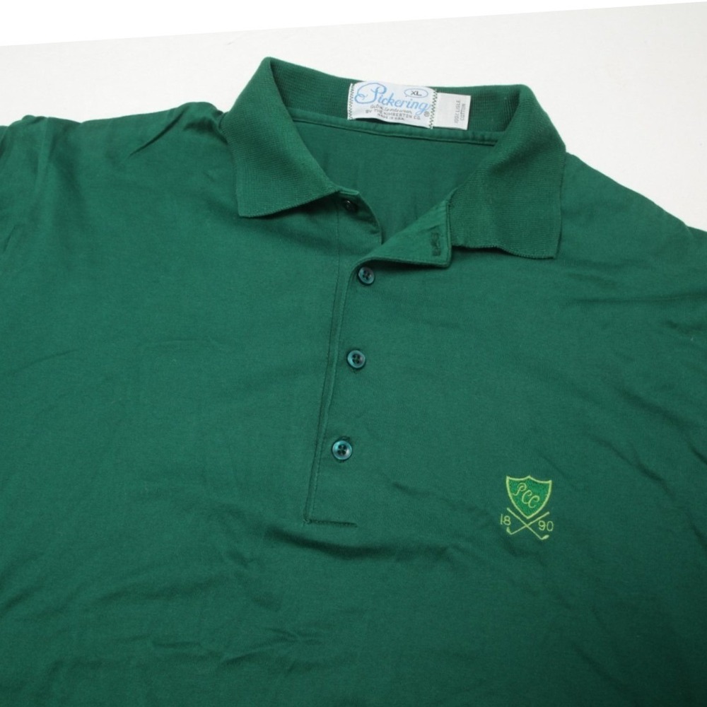 Pickering Polo Shirt Mens XL Green Lisle Cotton PCC 1890 Golf Crest Made in USA